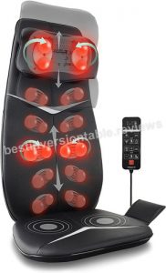 Zyllion Shiatsu Neck and Back Massager - 3D Kneading Deep Tissue Full Body Massage Cushion Pad with Heat, Height Adjustment and Seat Vibration for Muscle Pain Relief and Chair - Black (ZMA-33-BK)